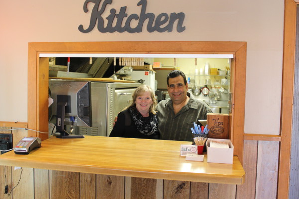 Sal and Sue Bongiovanni standing in the kitchen at Sal's Pizza Place