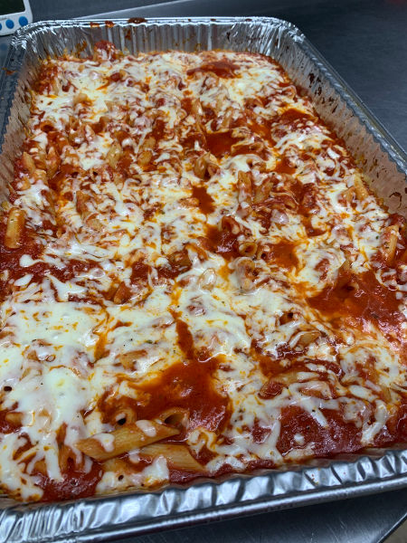 Mostaccioli pasta catering dish by Sal's Pizza Place